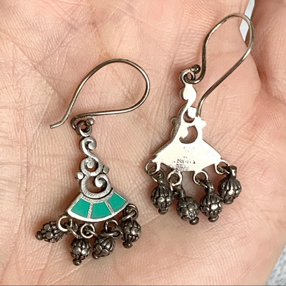 ๐HP๐๐๐925 Turquoise Enamel Earrings - Picture 2 of 4